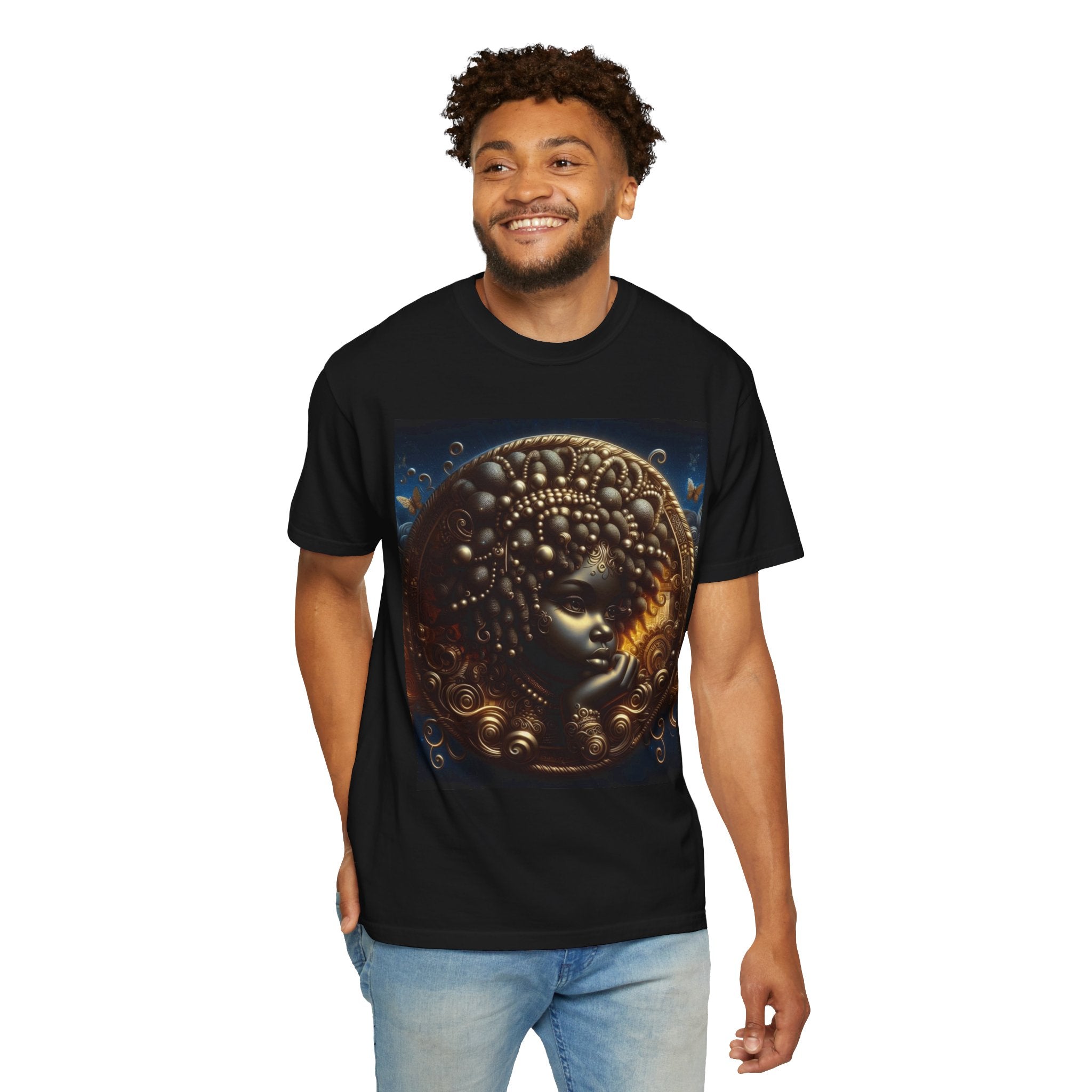 Black Angel Watching from Heaven T-shirt, African American, Black Heritage, Black Art Tee, Unisex Tee, Garment-Dyed Shirt, Gifts for all