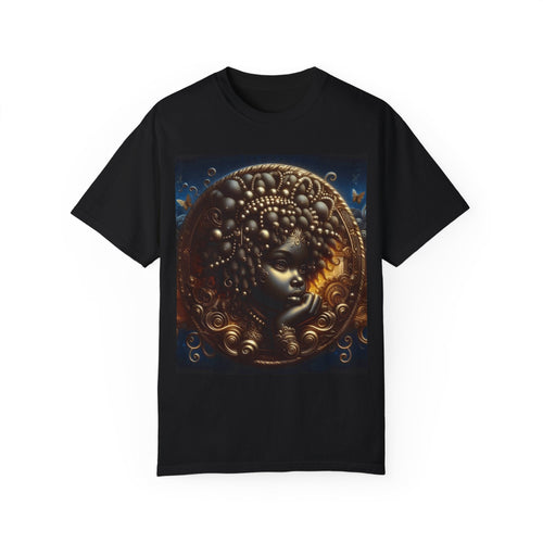 Watching From Heaven Black Heritage Angel Tee — front view, black unisex t-shirt