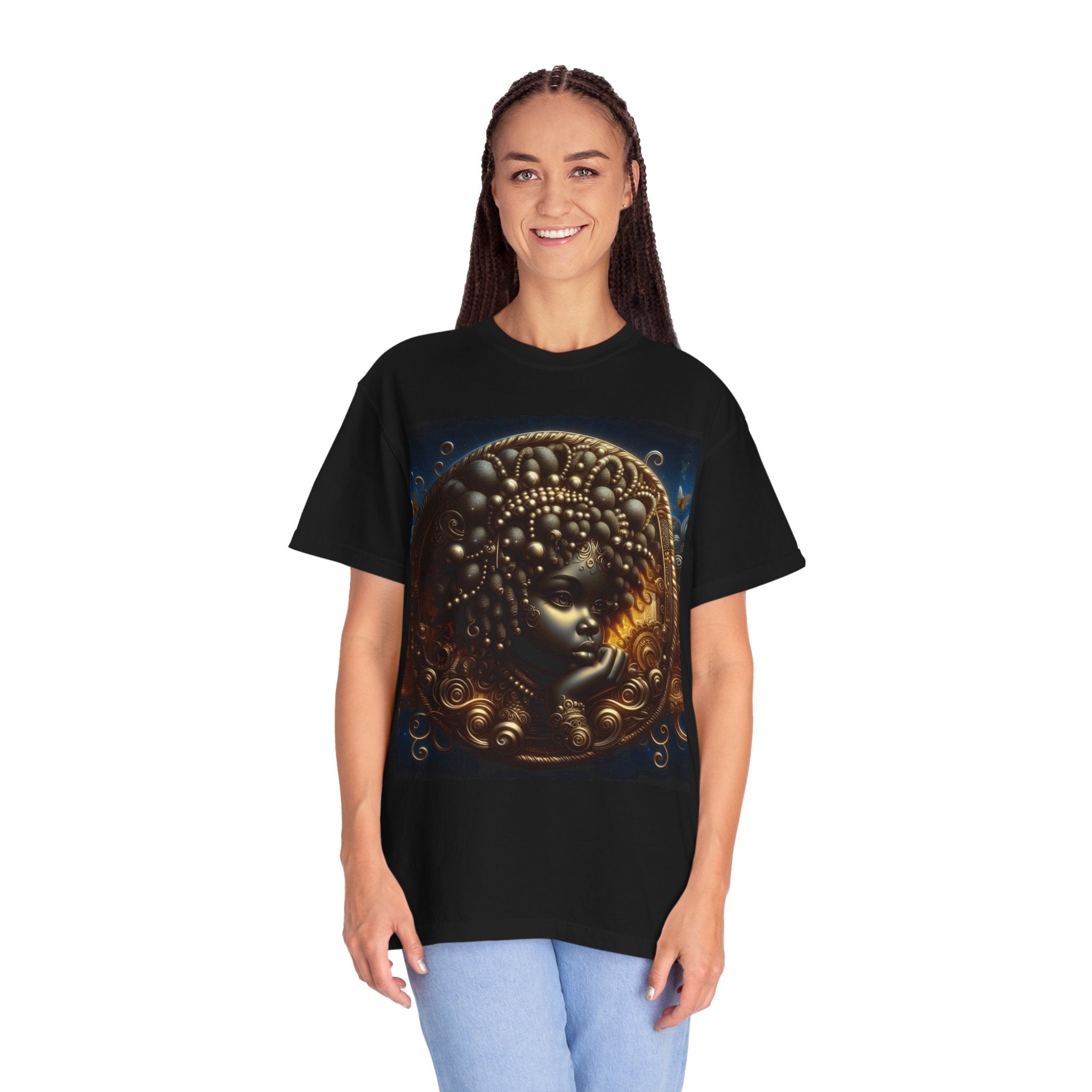 Black Angel Watching from Heaven T-shirt, African American, Black Heritage, Black Art Tee, Unisex Tee, Garment-Dyed Shirt, Gifts for all