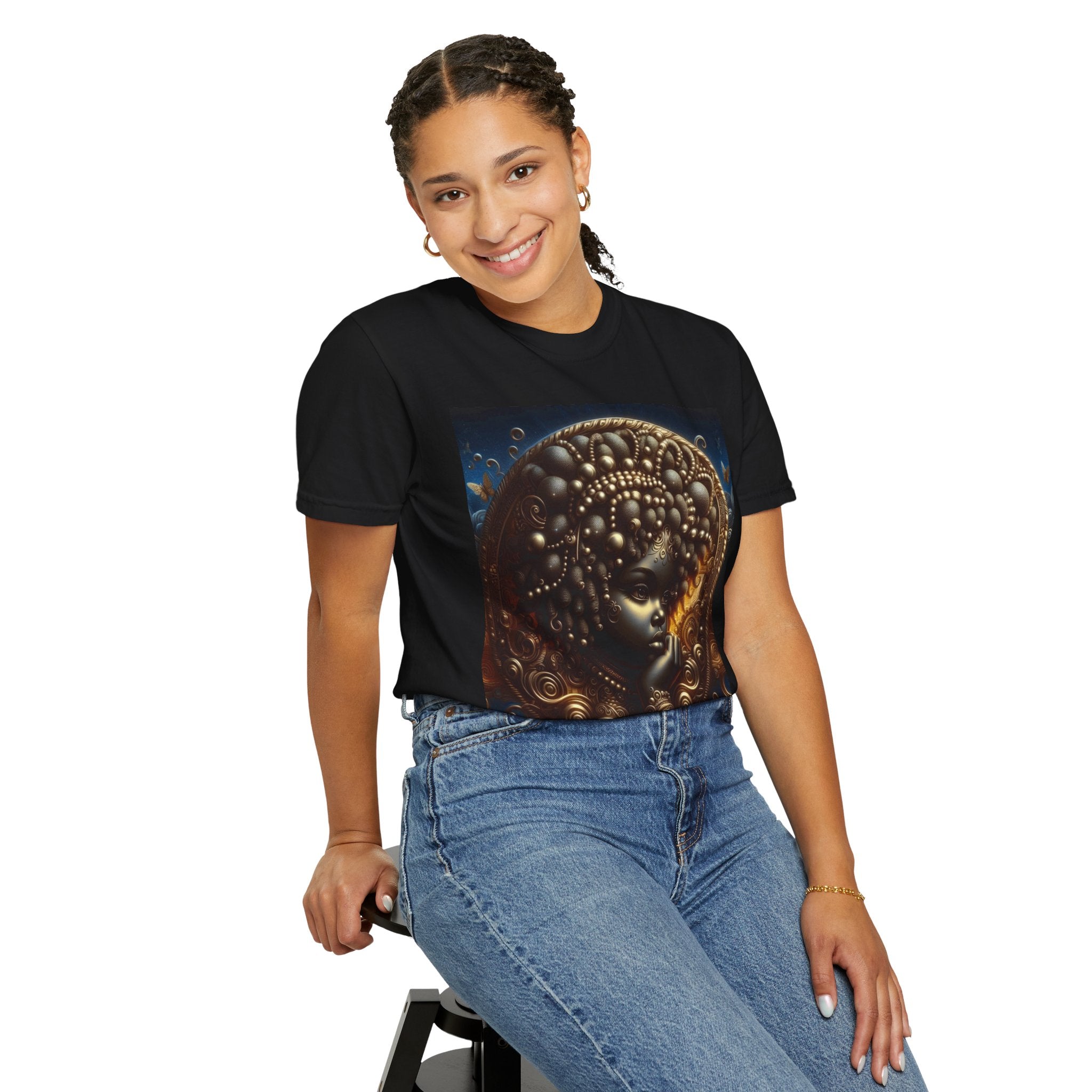 Black Angel Watching from Heaven T-shirt, African American, Black Heritage, Black Art Tee, Unisex Tee, Garment-Dyed Shirt, Gifts for all
