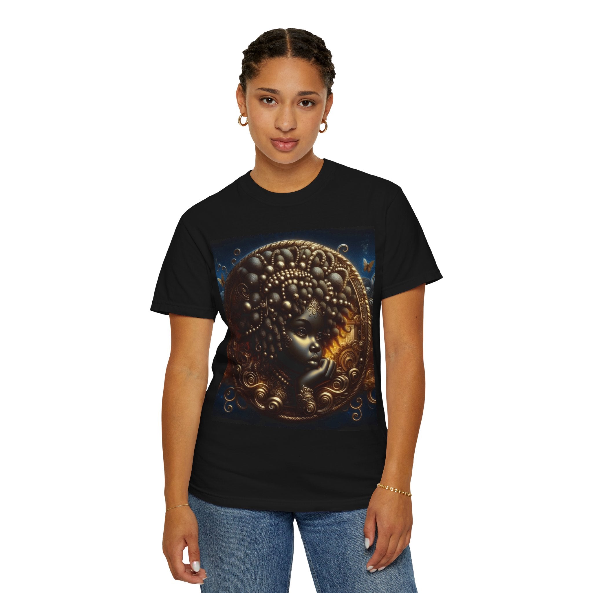 Black Angel Watching from Heaven T-shirt, African American, Black Heritage, Black Art Tee, Unisex Tee, Garment-Dyed Shirt, Gifts for all